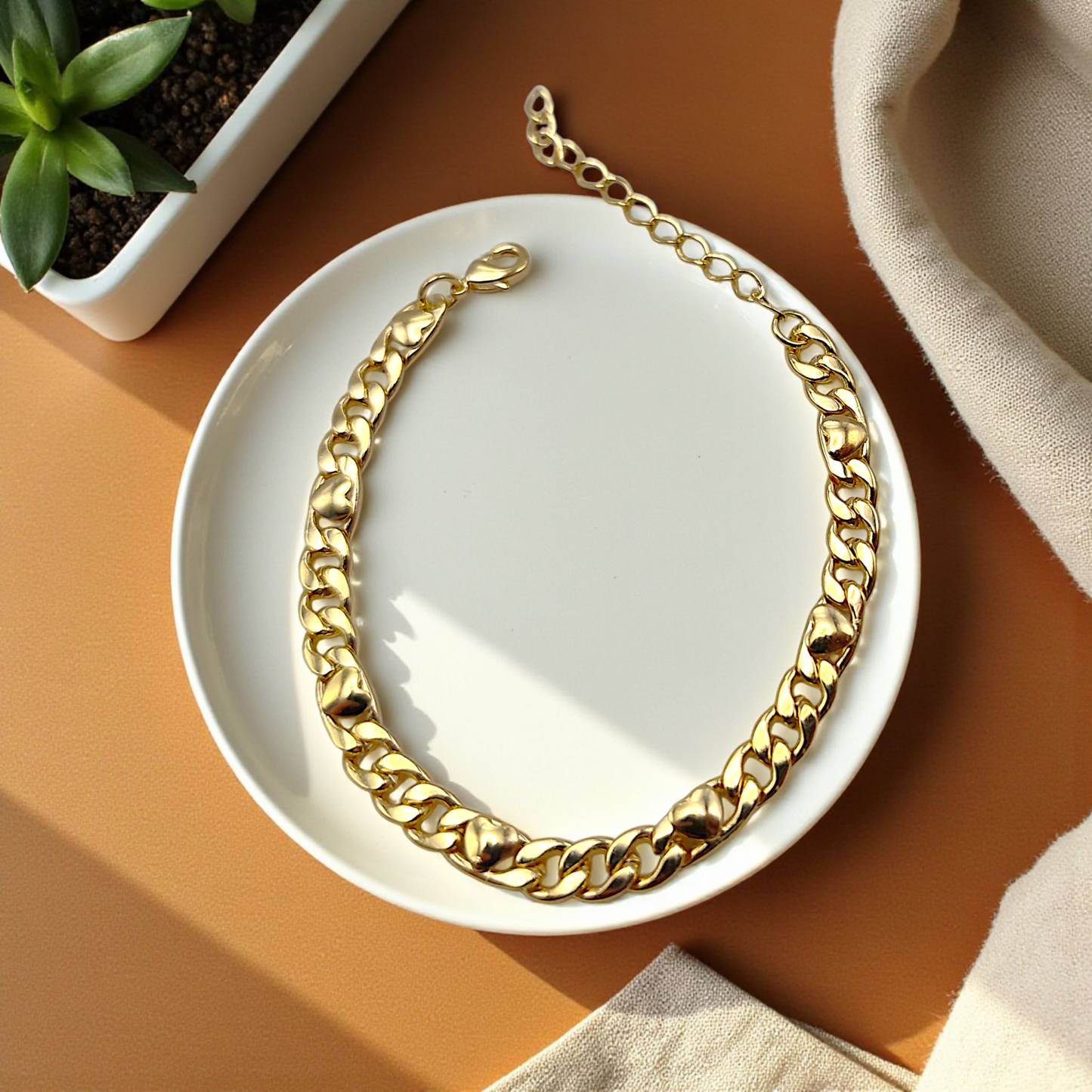 Pulseira Elos 3x1 Detalhe Coração