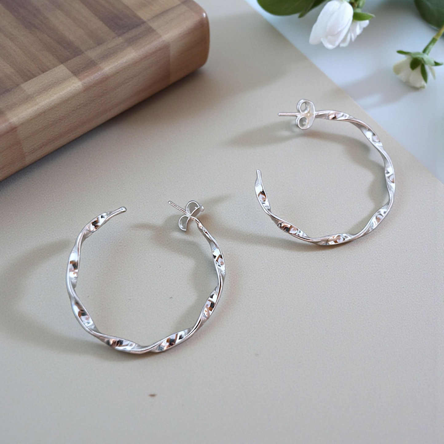 Brinco Argola Fina Torcida Prata 925