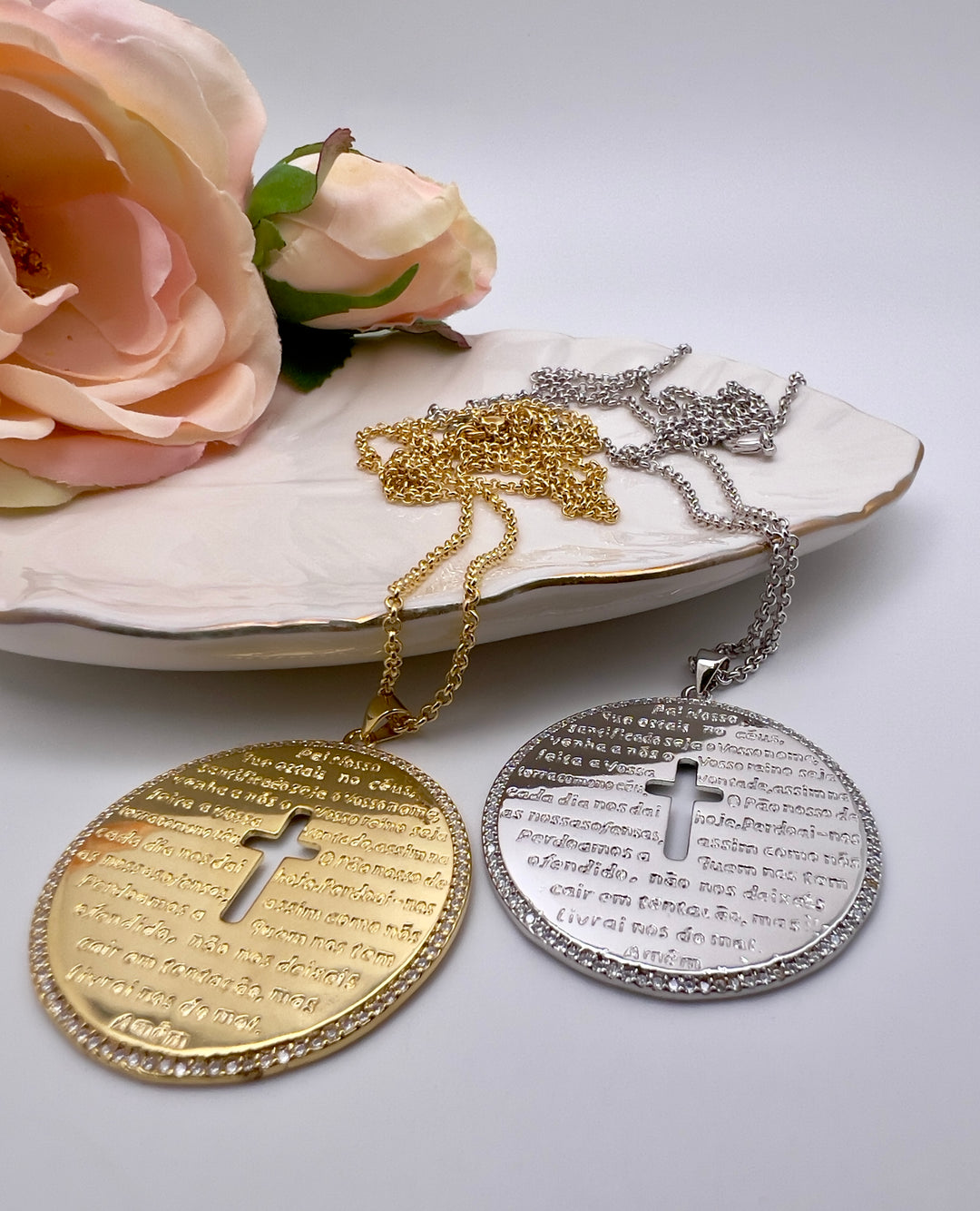 Colar Longo Medalha Maxi Pai Nosso