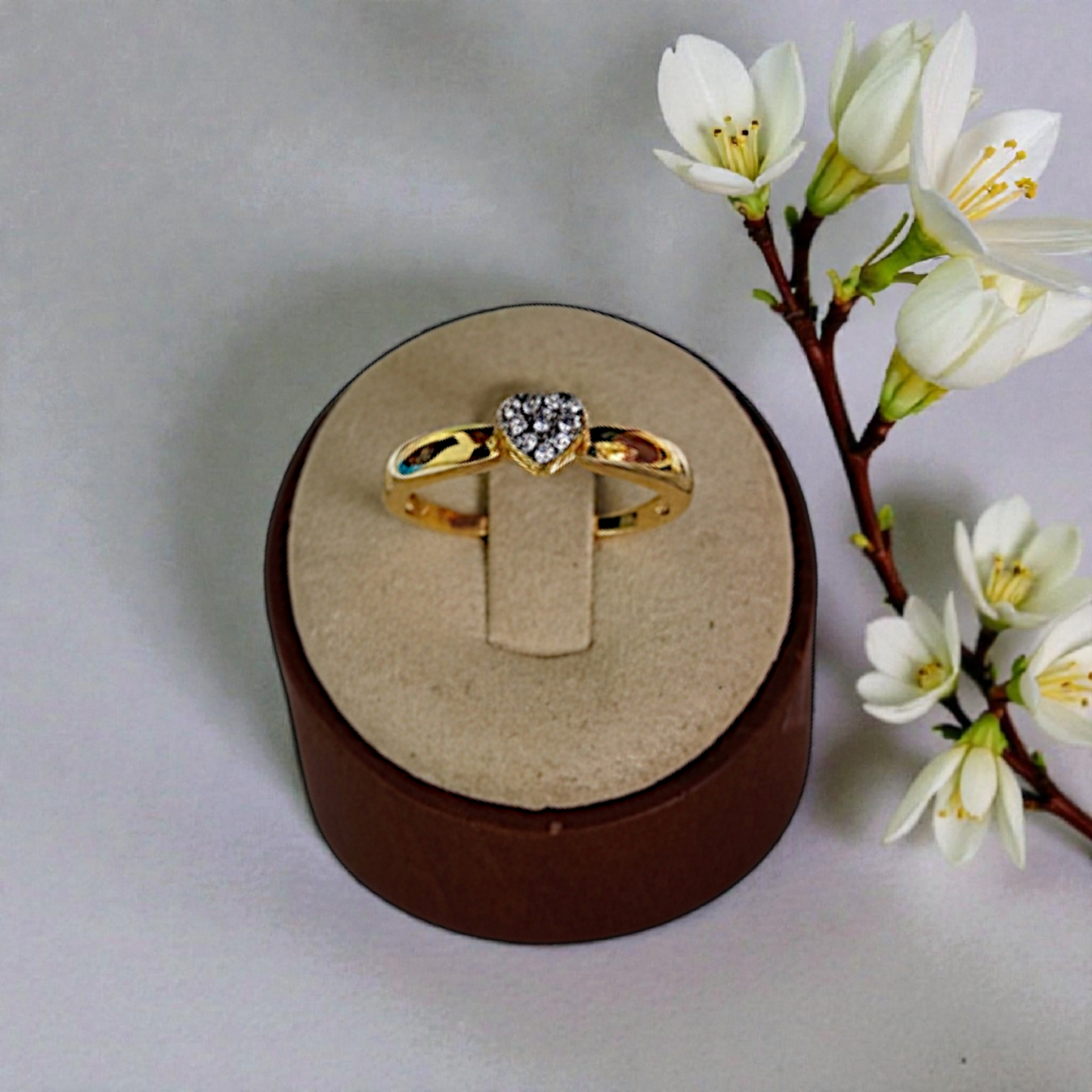 Anel Delicado Coração Pequeno Microzircônias