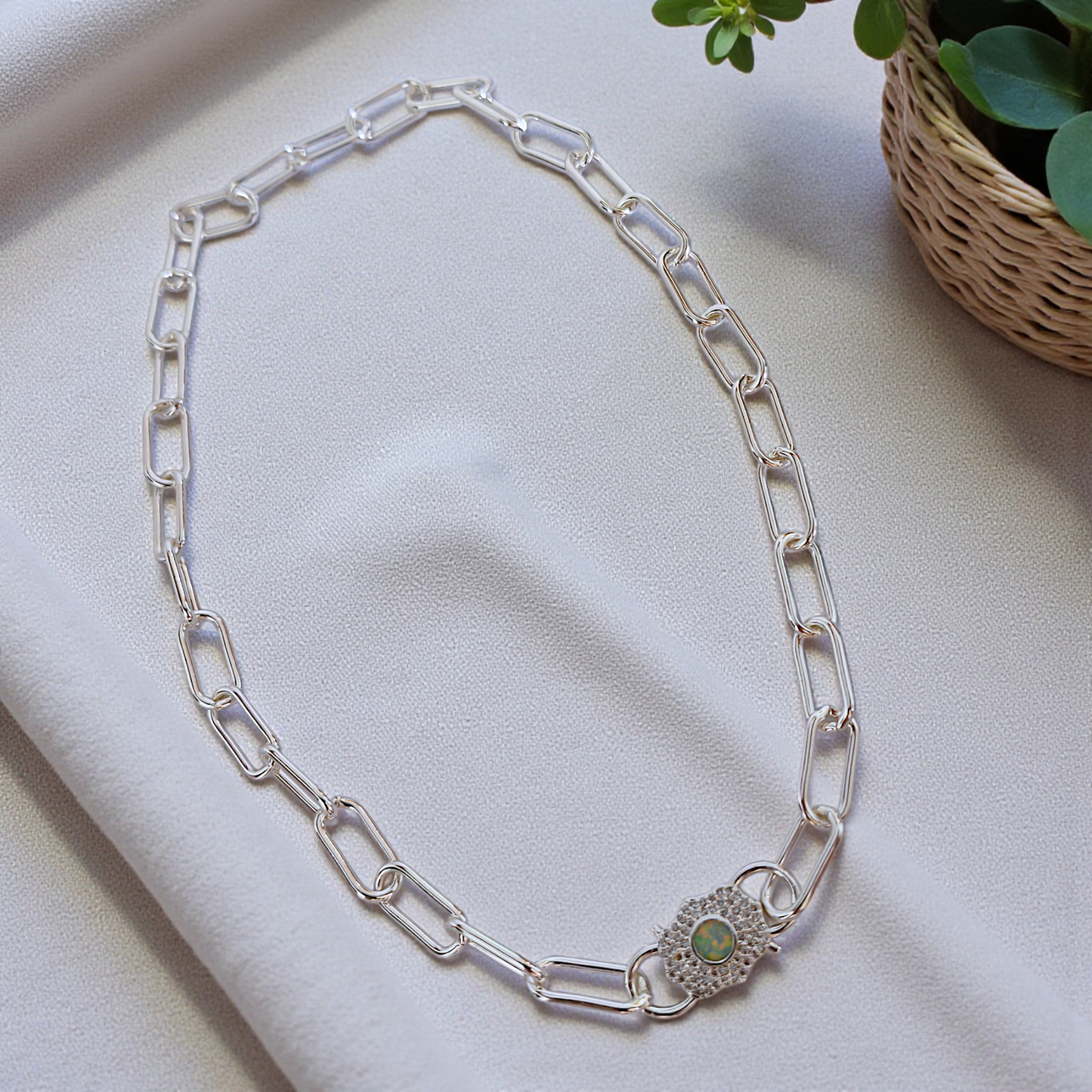 Colar Choker Elos Iguais Fecho Microzircônias Prata 925