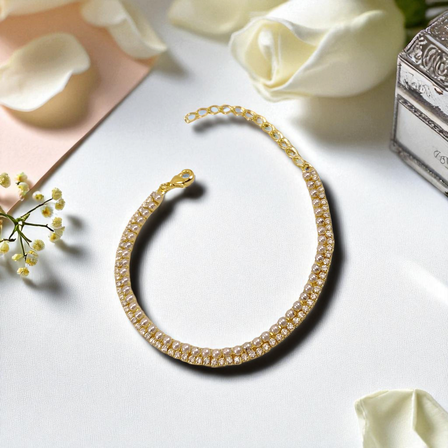 Pulseira Perolinhas e Zircônias