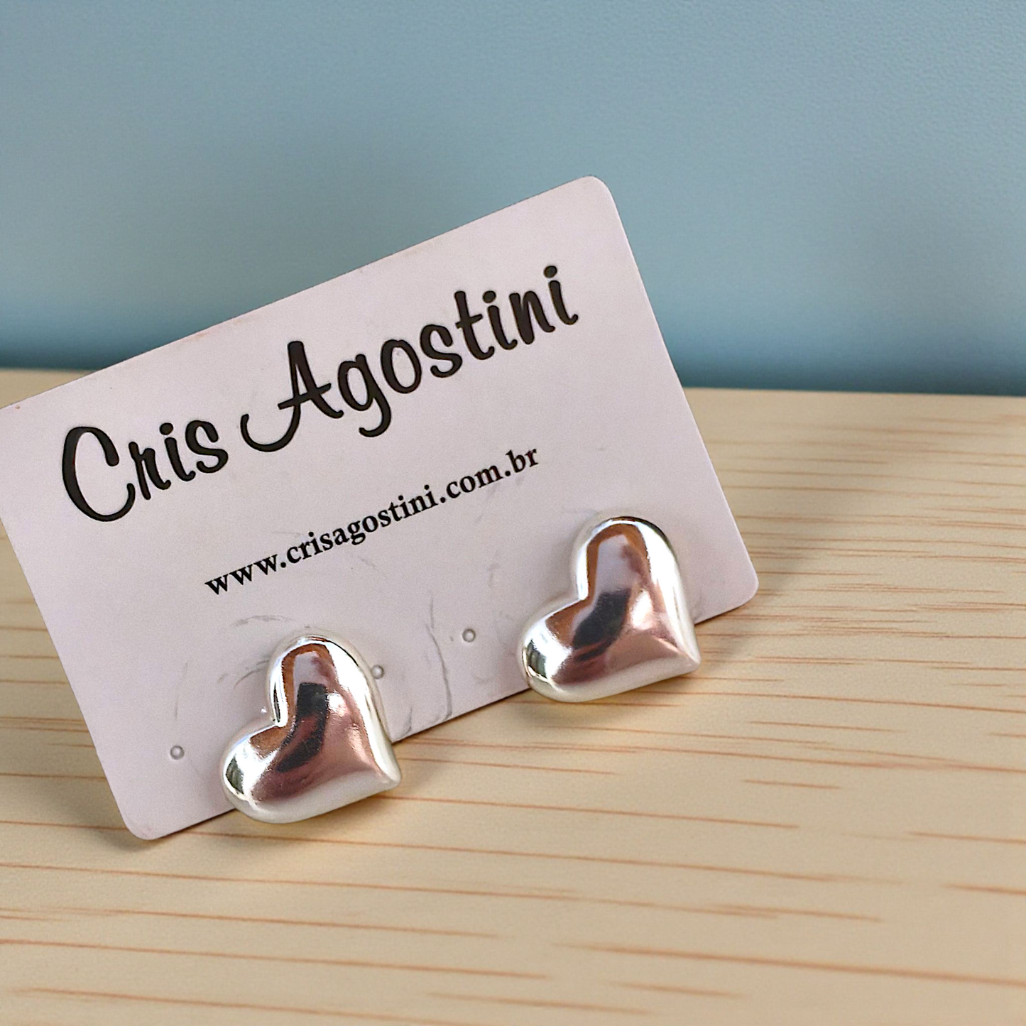 Brinco Coração Liso Orgânico Prata 925