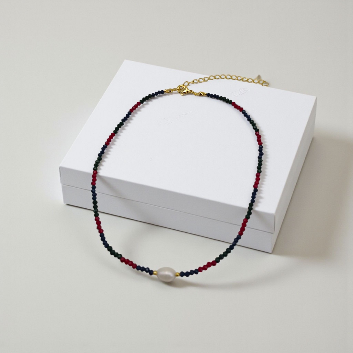 Colar Choker Cristal Cores e Pérola