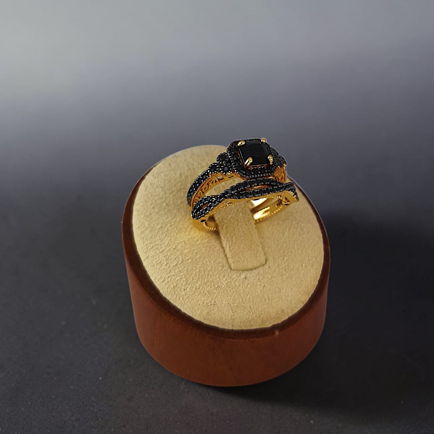 Anel - Conjunto Solitário Luxo Negro
