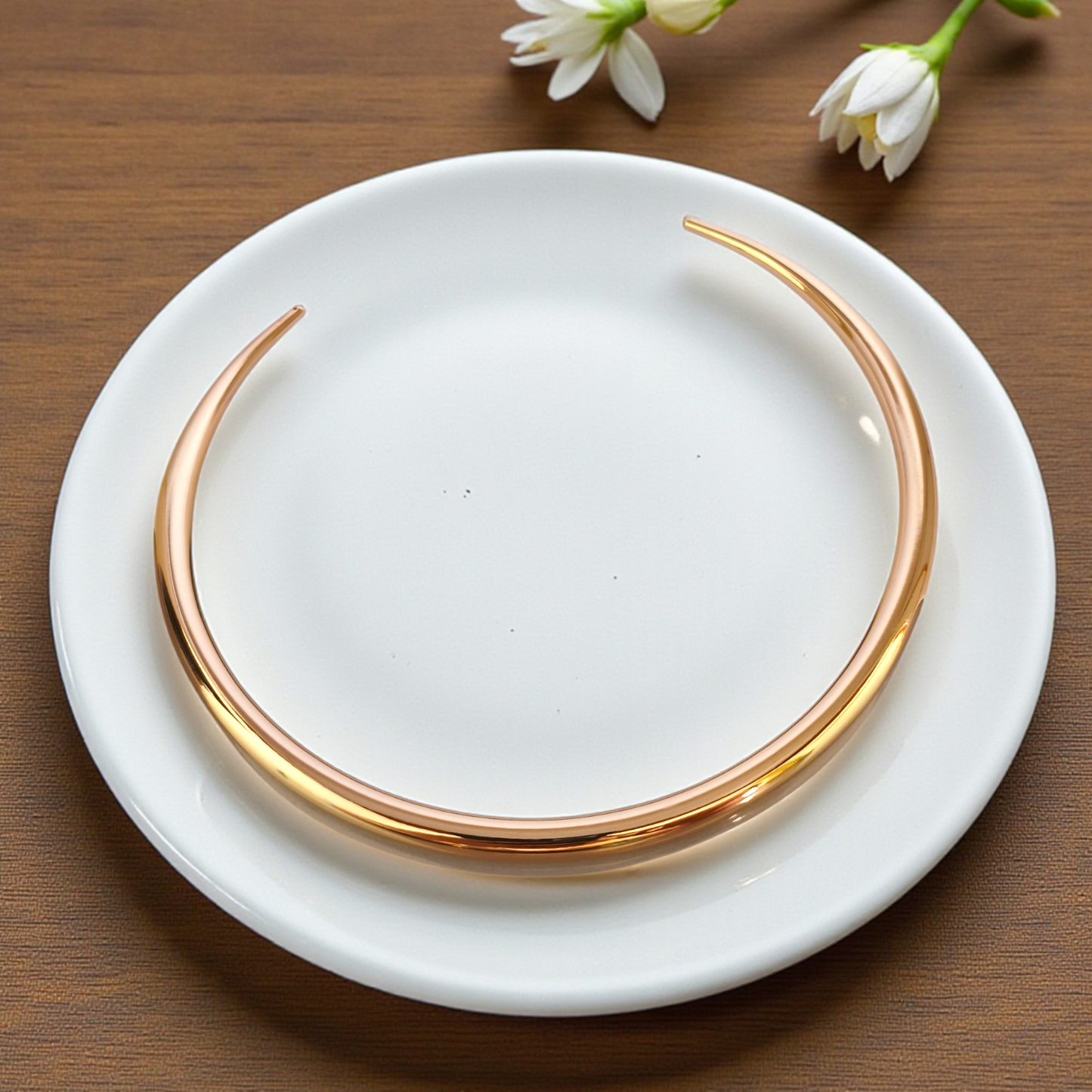 Colar Choker Aro Rígido Tubo Rosé