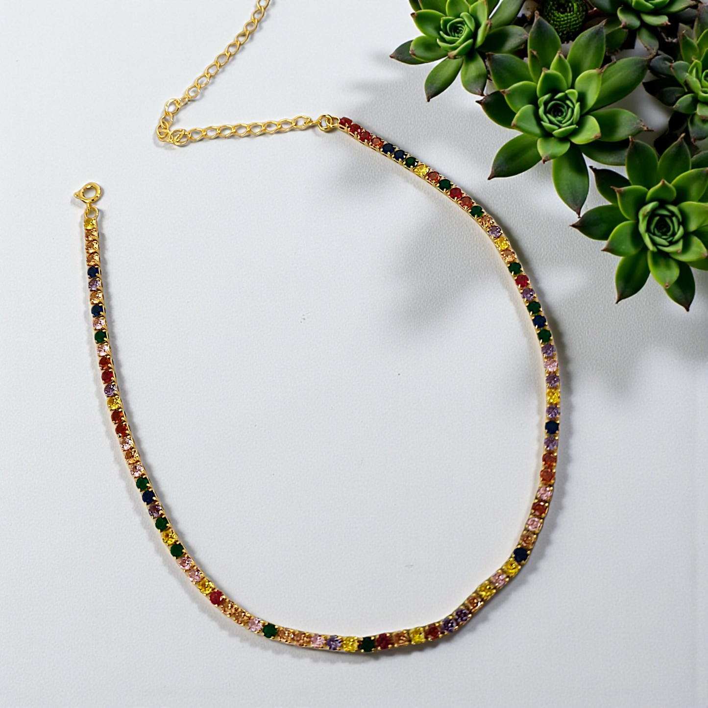 Colar Riviera Fino Zircônias Colors 3mm