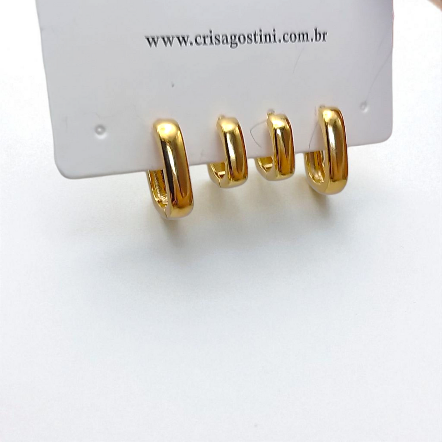 Brinco Dupla Argolinhas Retangulares