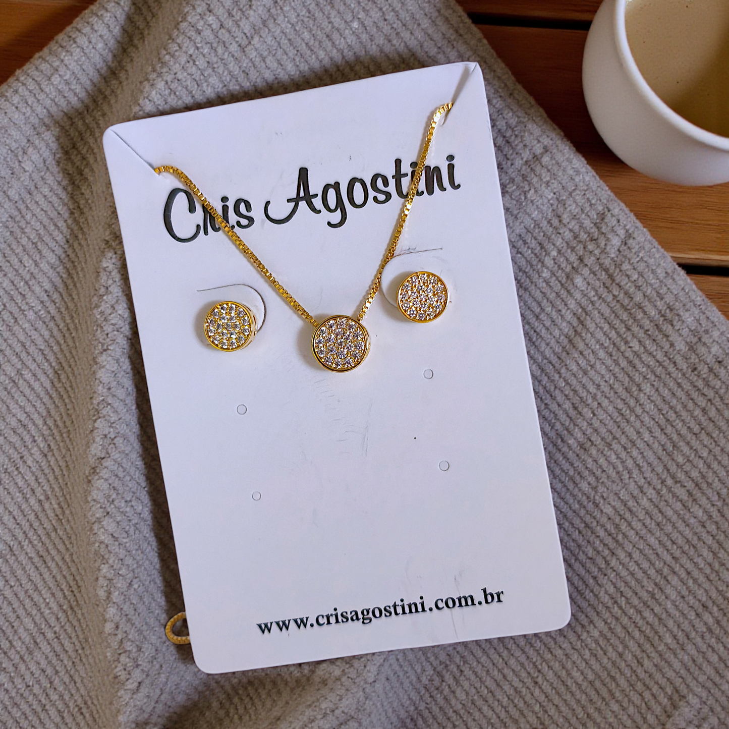 Conjunto Delicado Redondo Microzircônias Cristal