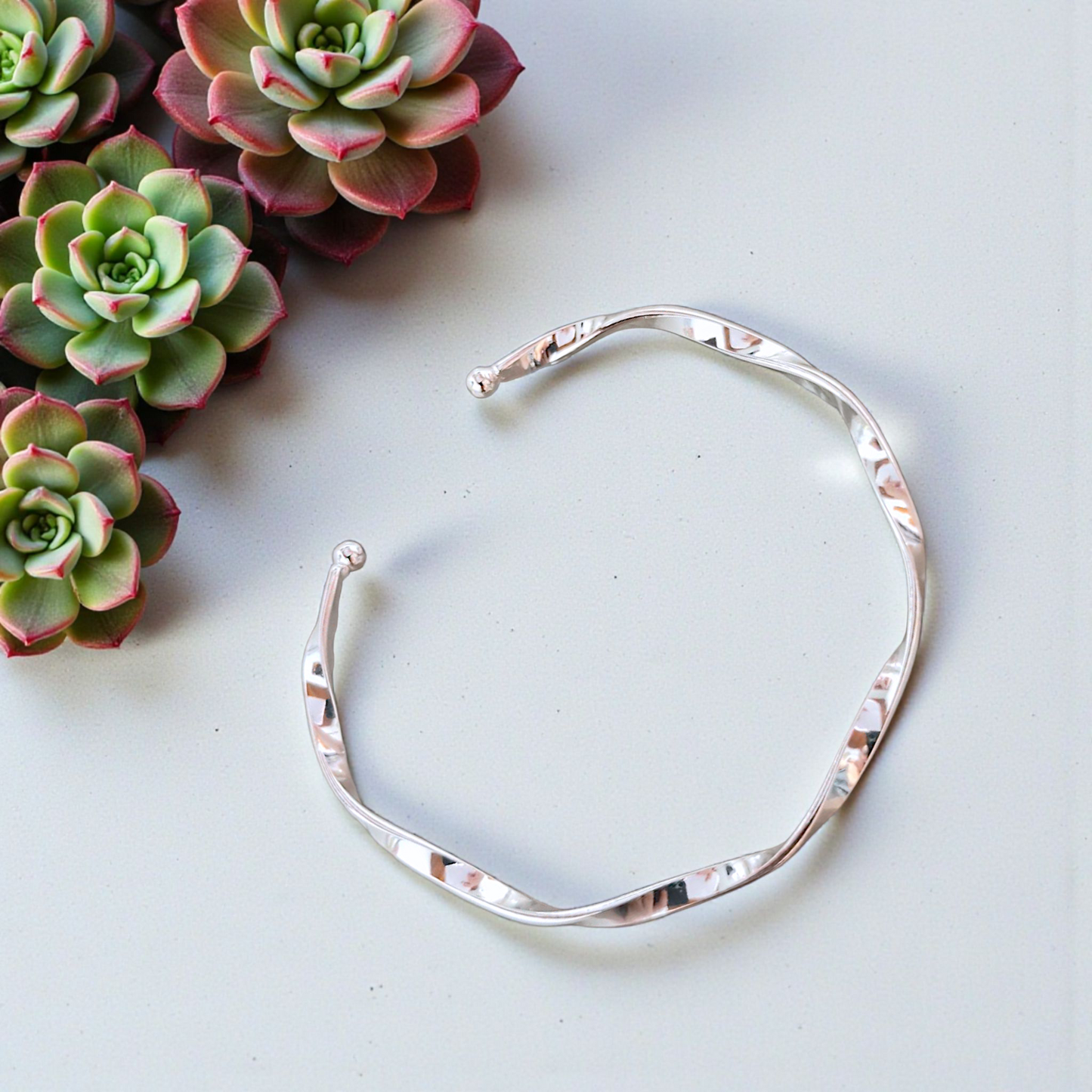 Bracelete Aro Fino Torcido Prata 925