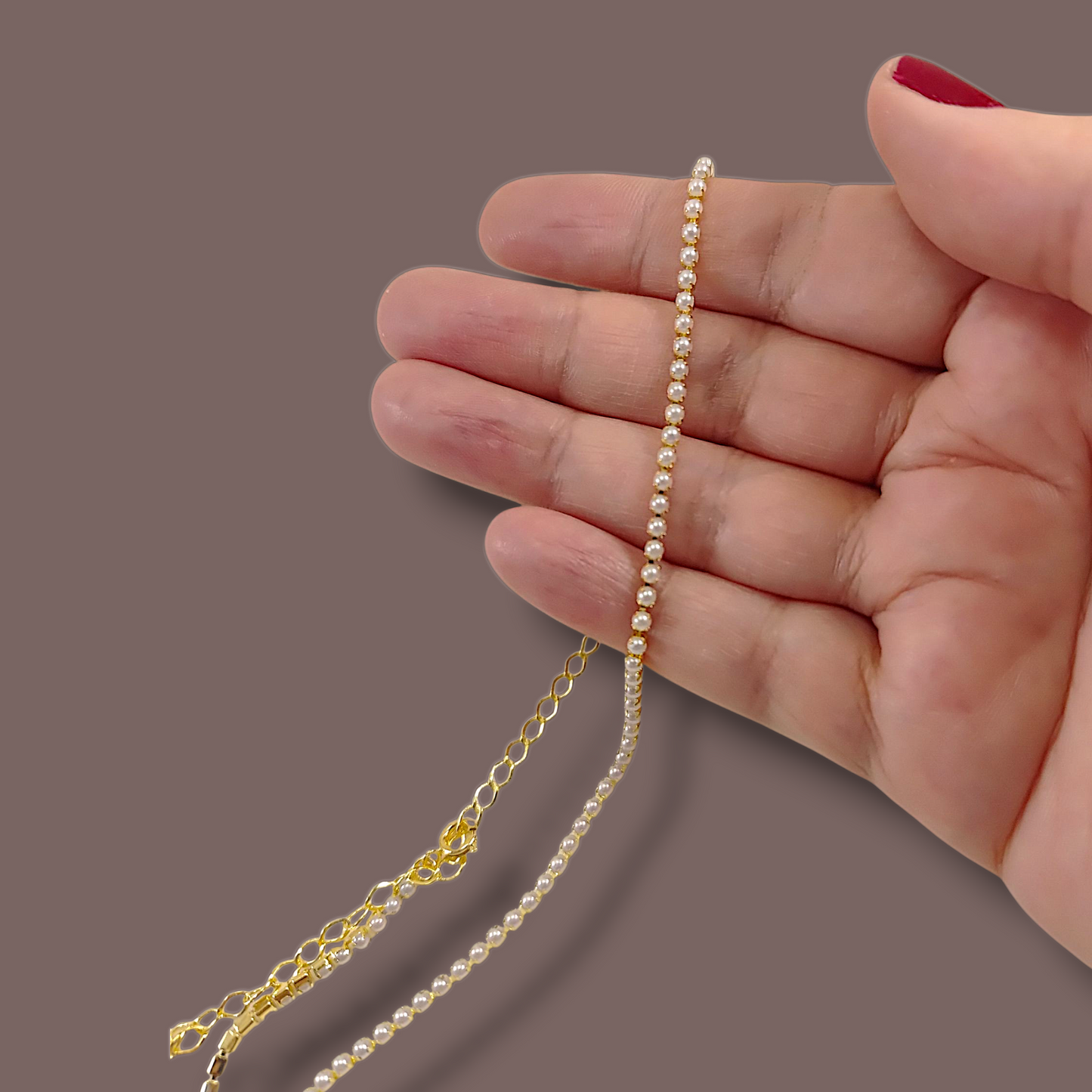 Colar Choker Fino Perolinhas