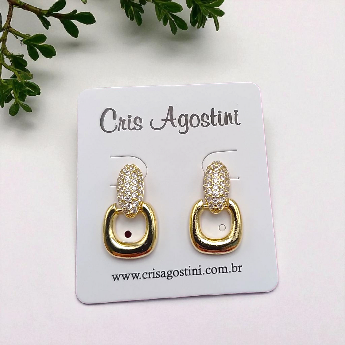 Brinco Pingente Elo Quadrado