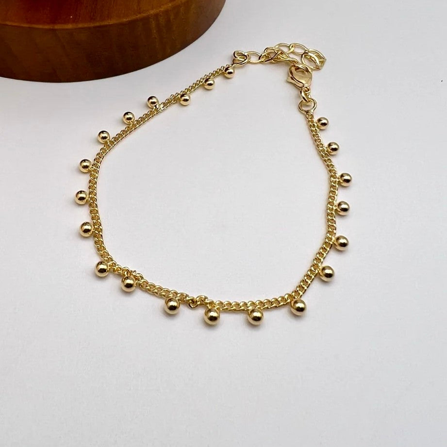 Pulseira Fininha Grumet com Bolinhas