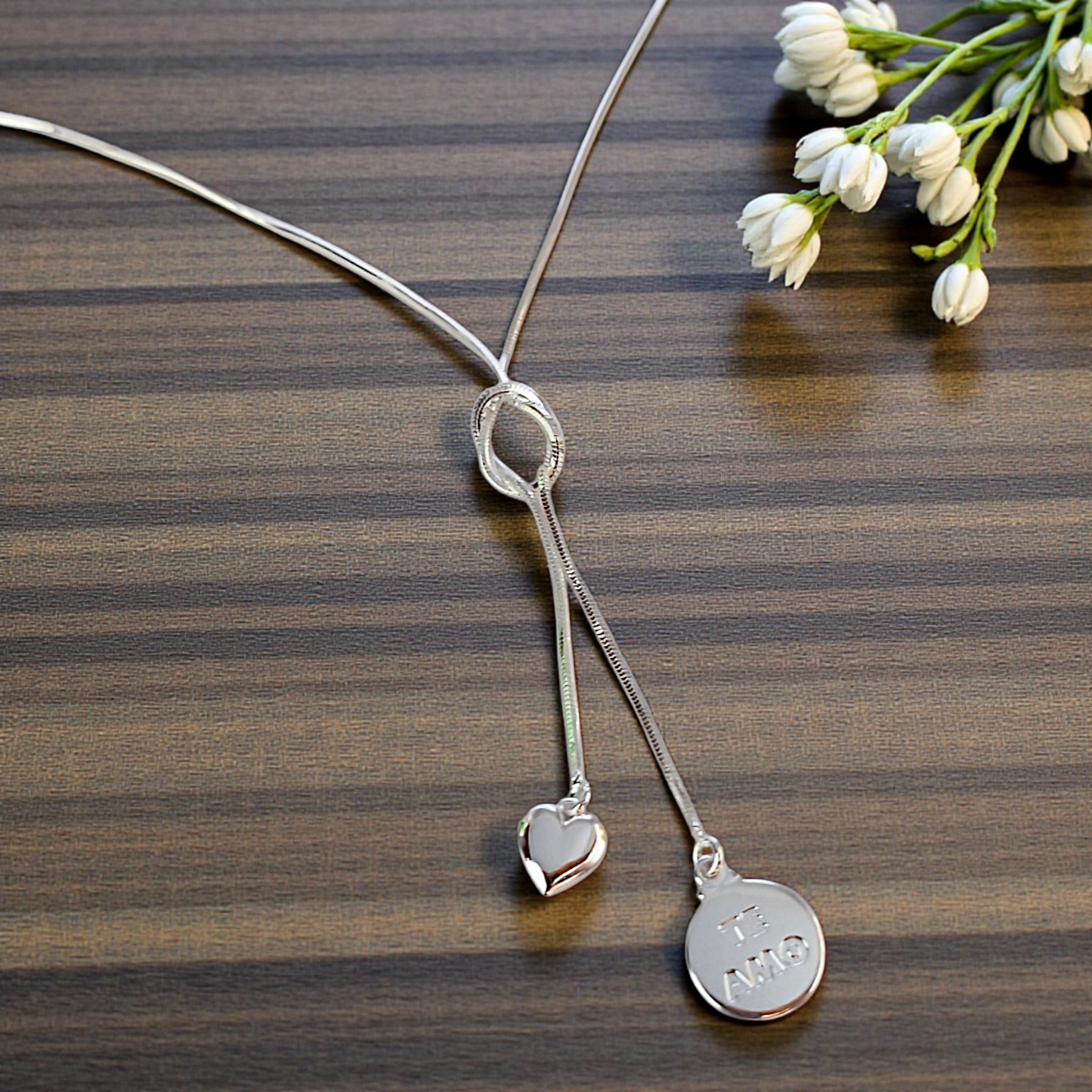 Colar Gravata Nó Te Amo Prata 925