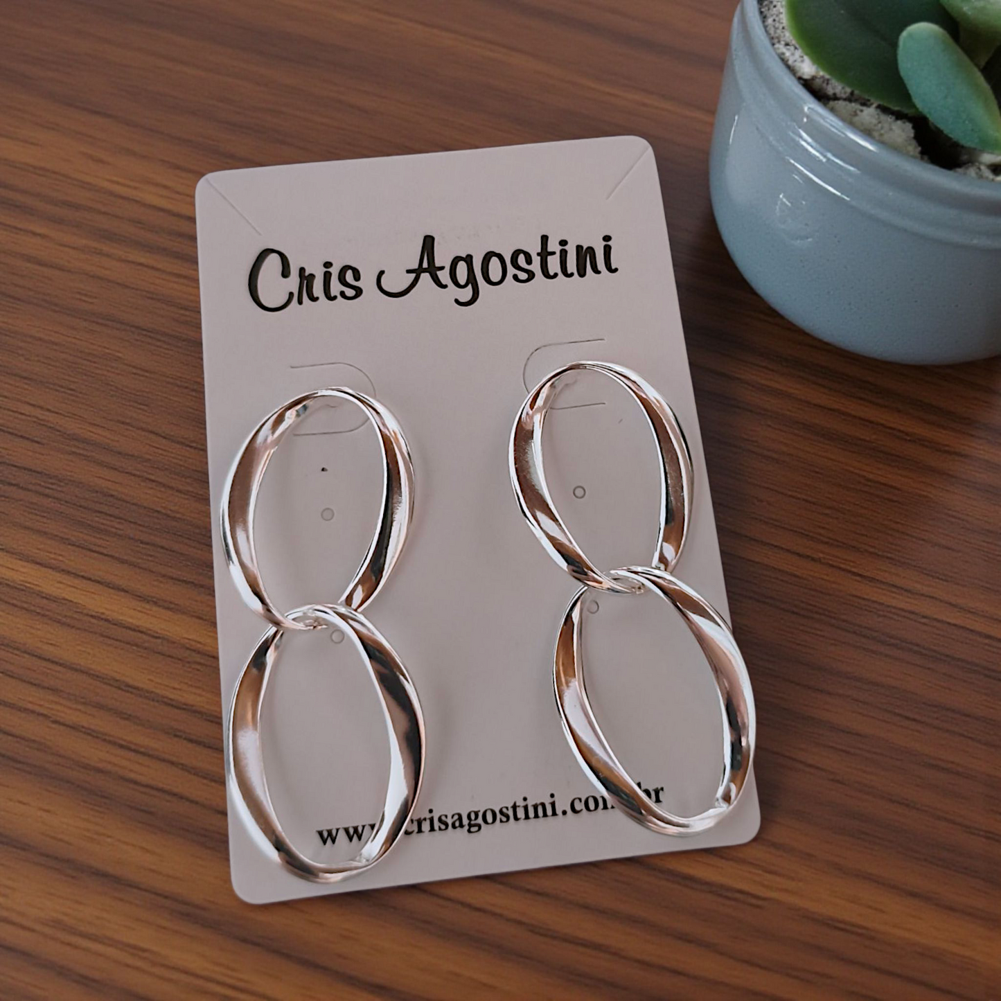 Brinco Elos Grandes Orgânicos Prata 925