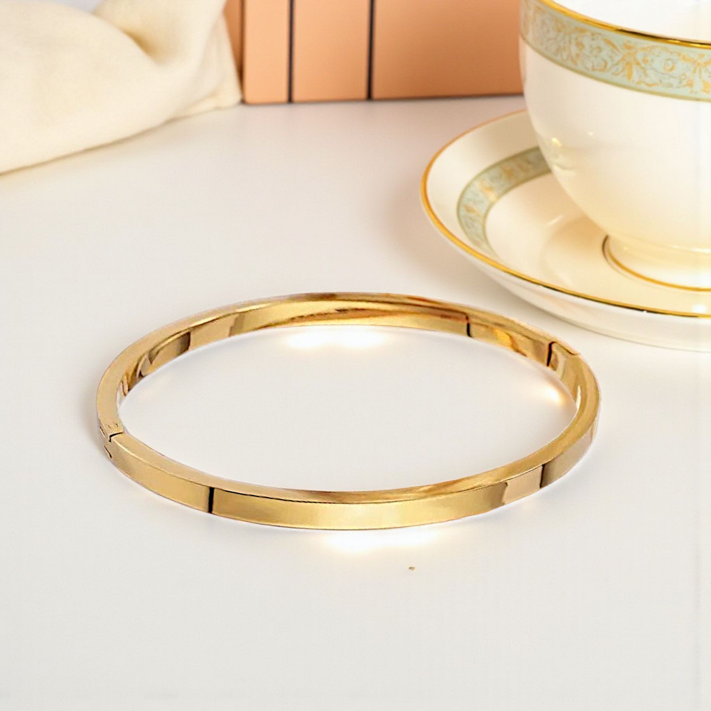 Pulseira Bracelete Aro Liso Achatado