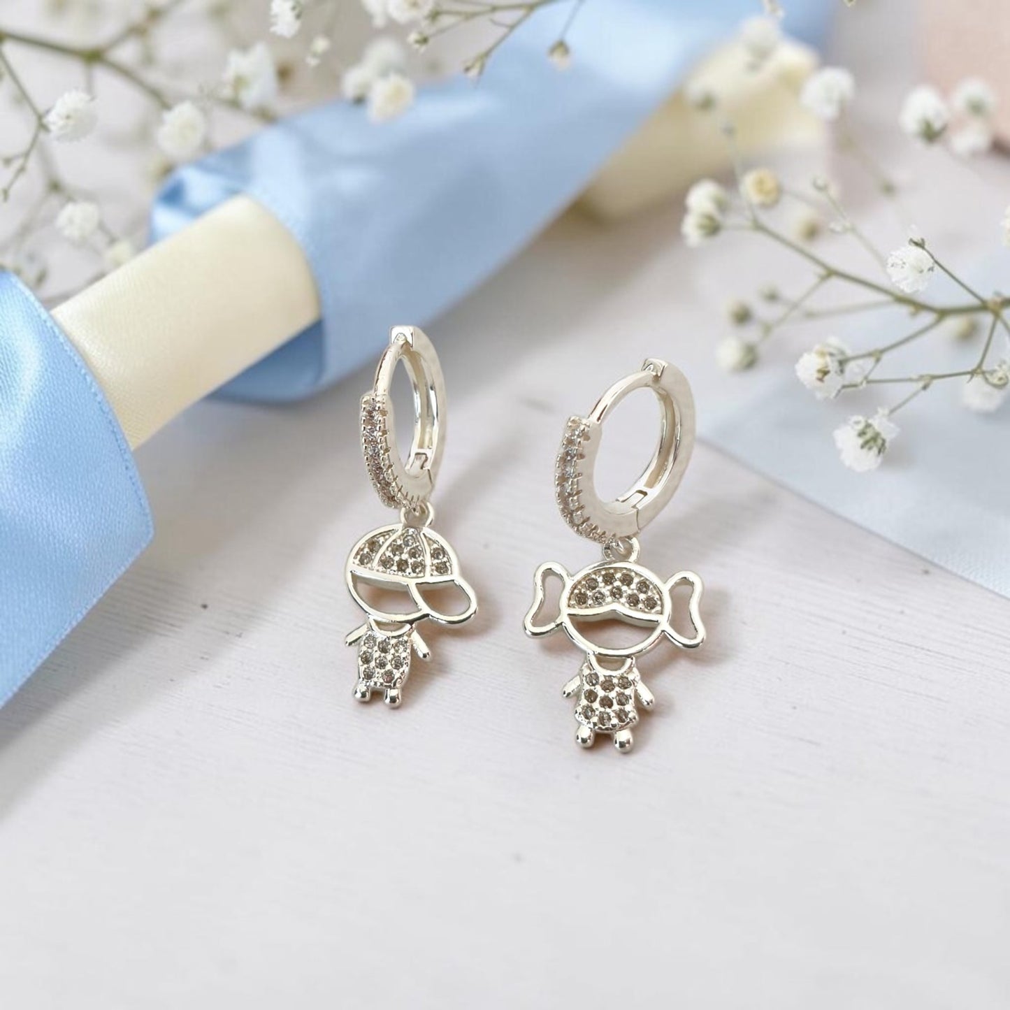 Brinco Argolinha Filhos - Casal Microzircônias Prata 925
