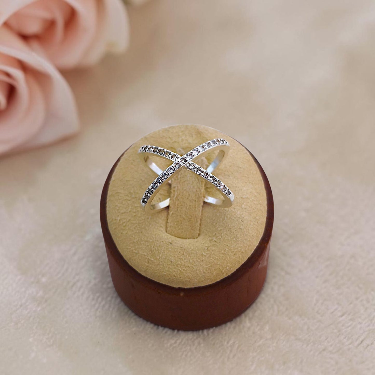 Anel X Microzircônias Prata 925