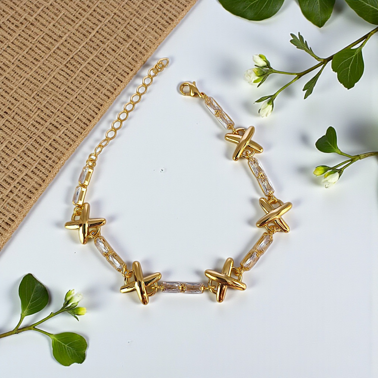 Pulseira X Baguetes Zircônias