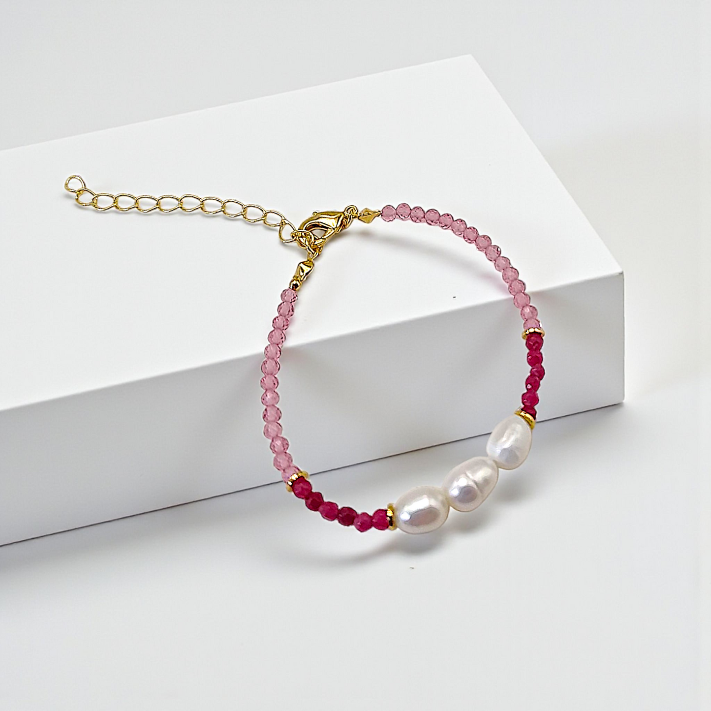 Pulseira Cristal Três Pérolas