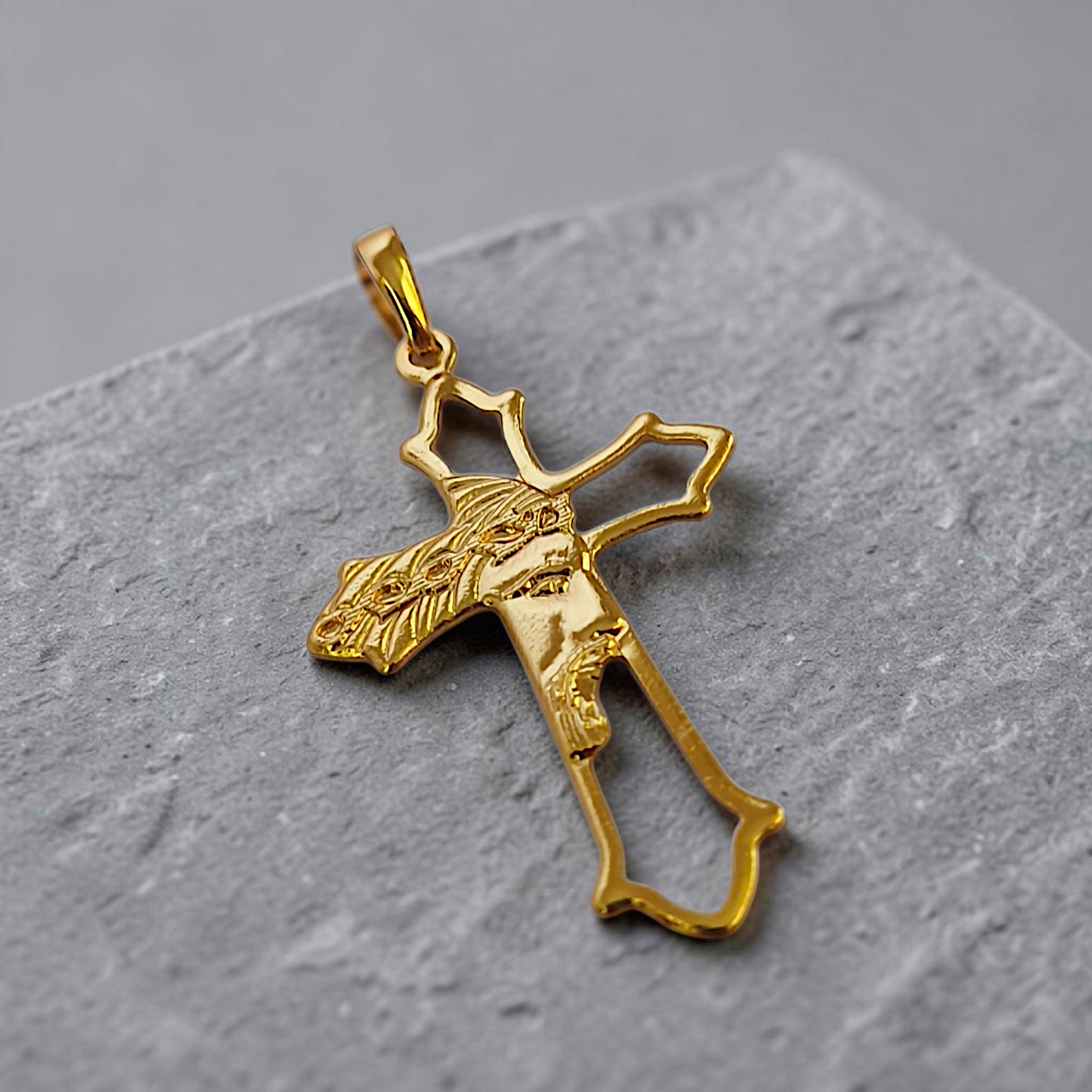Pingente Crucifixo Face de Cristo 45x25mm