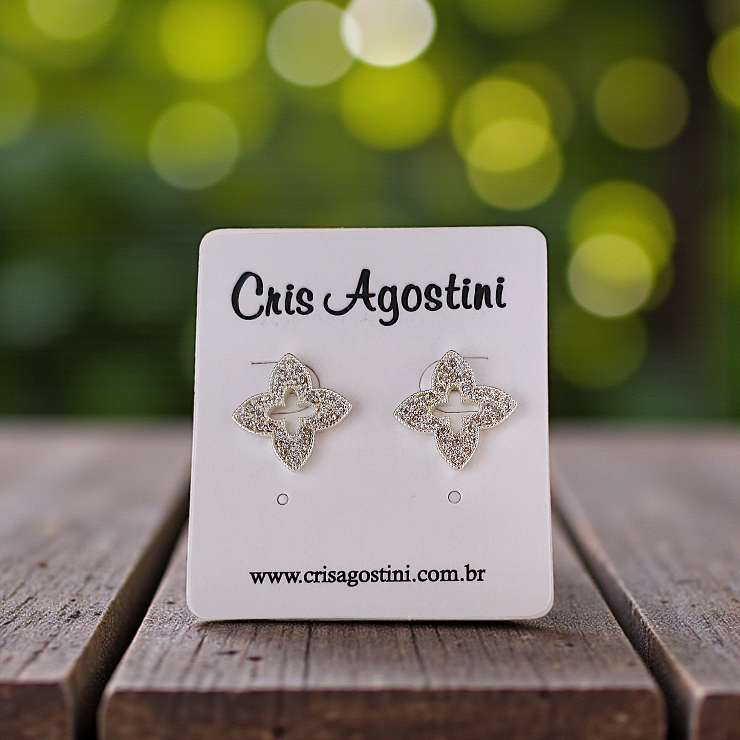 Brinco Trevo Vazado Microzircônias Prata 925