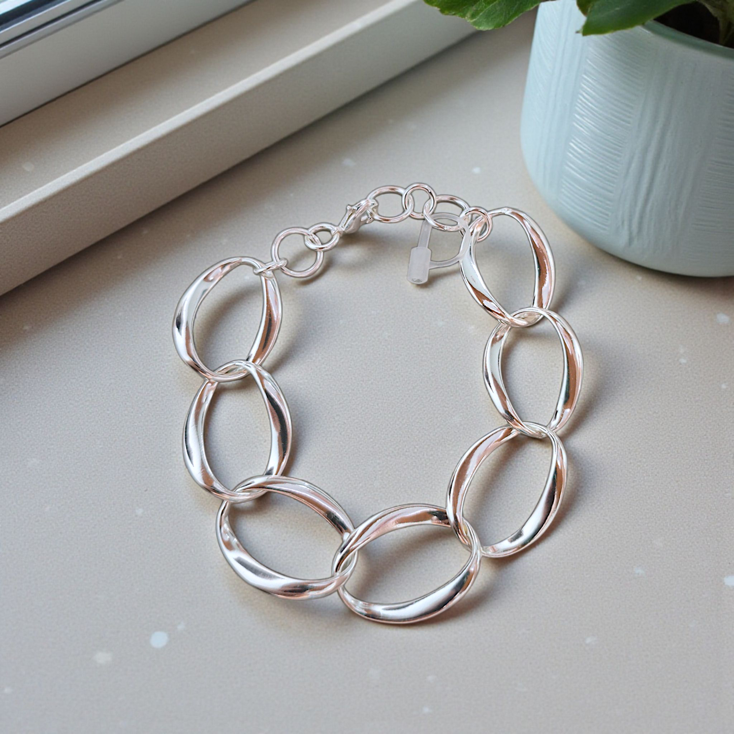 Pulseira Elos Grandes Orgânicos Prata 925