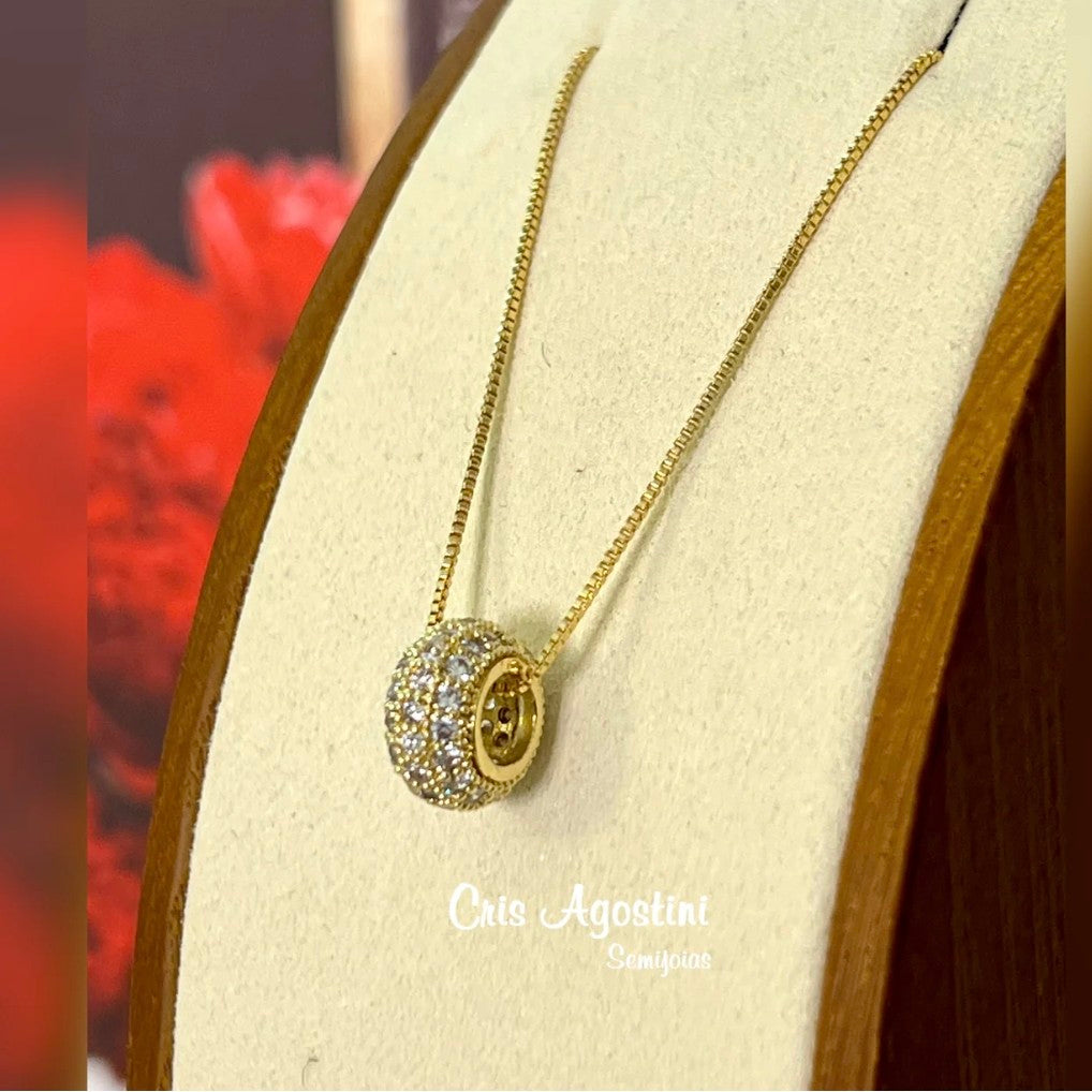 Colar Pingente Charm Microzircônias