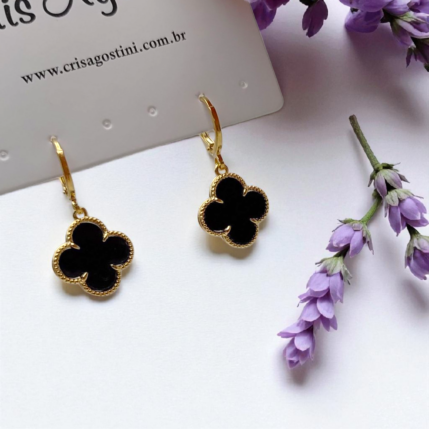 Brinco Argolinha Pingente Trevo