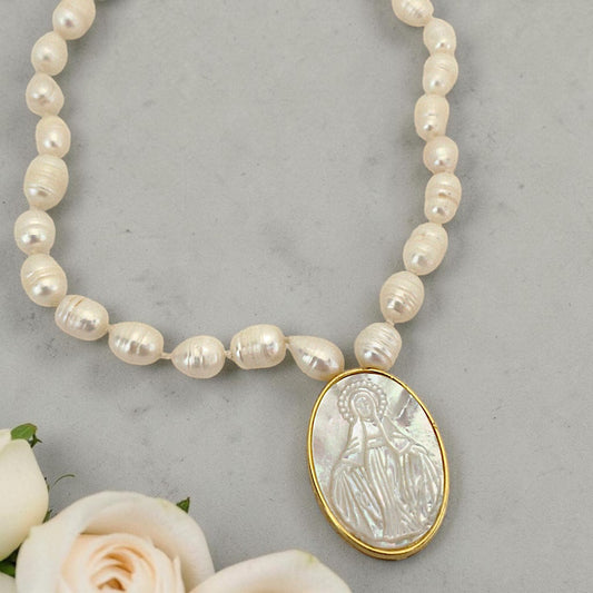 Colar Pérolas Nossa Senhora das Graças Madrepérola