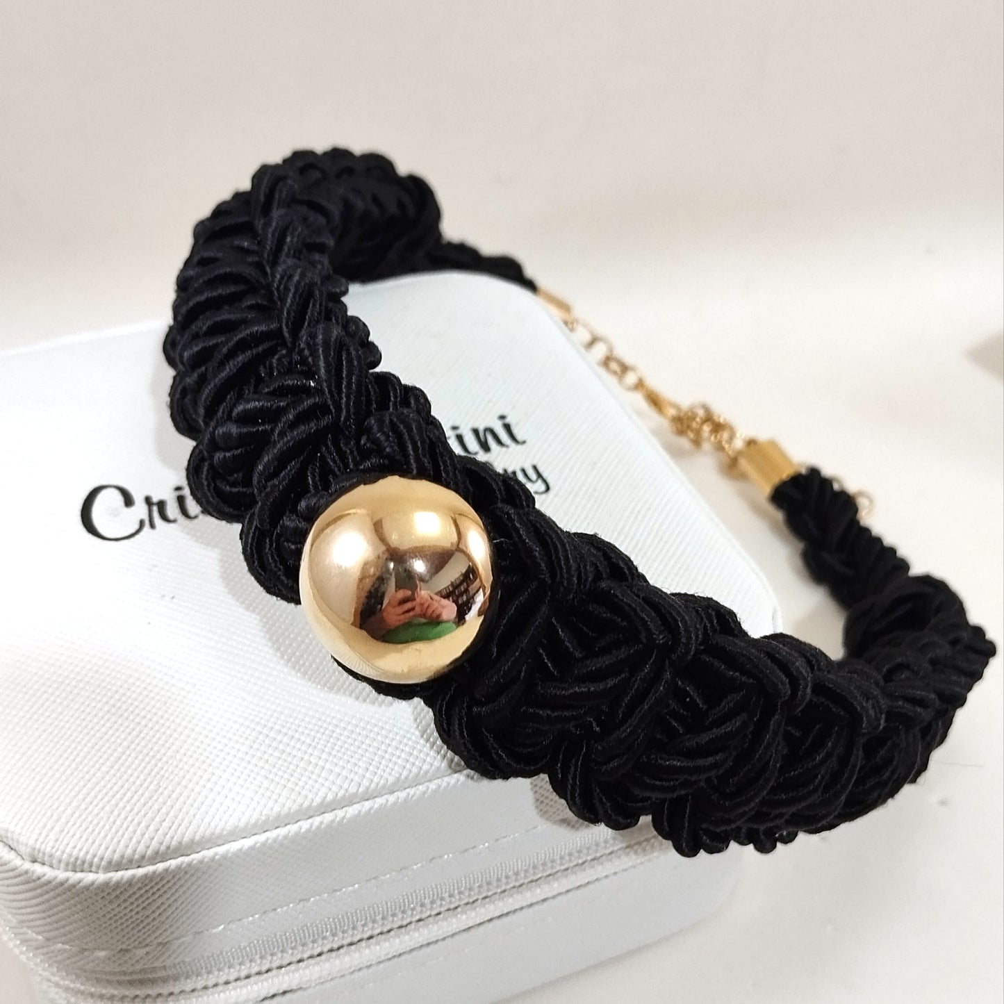 Colar Choker Macramé Preto