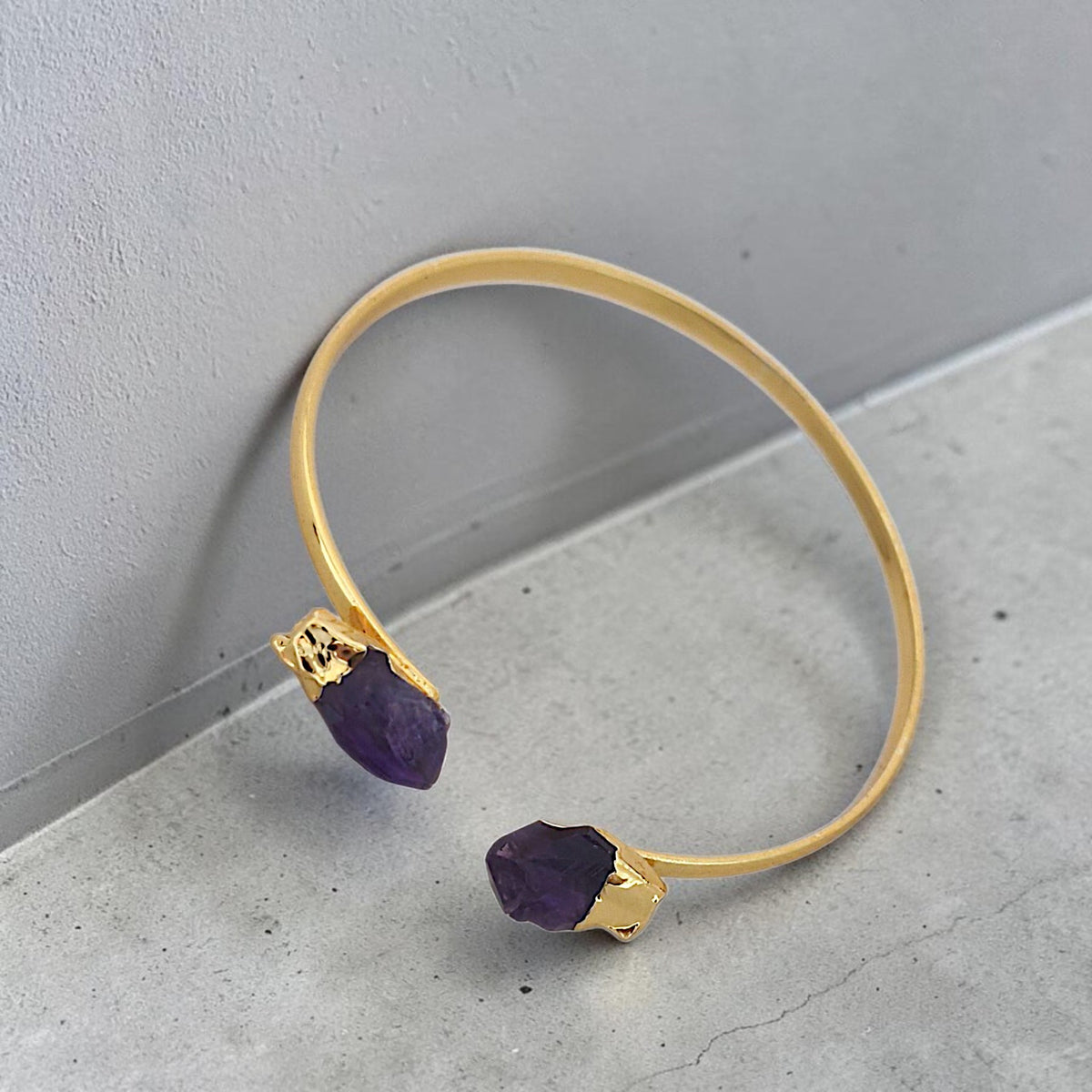 Bracelete Aberto Pedra Drusa nas Pontas