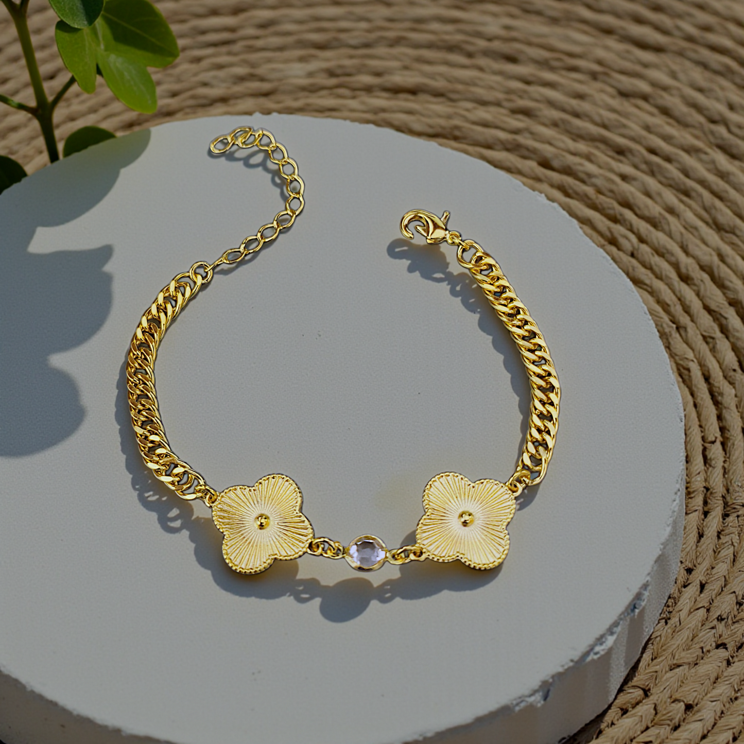 Pulseira Grumet Trevos e Zircônia VClif