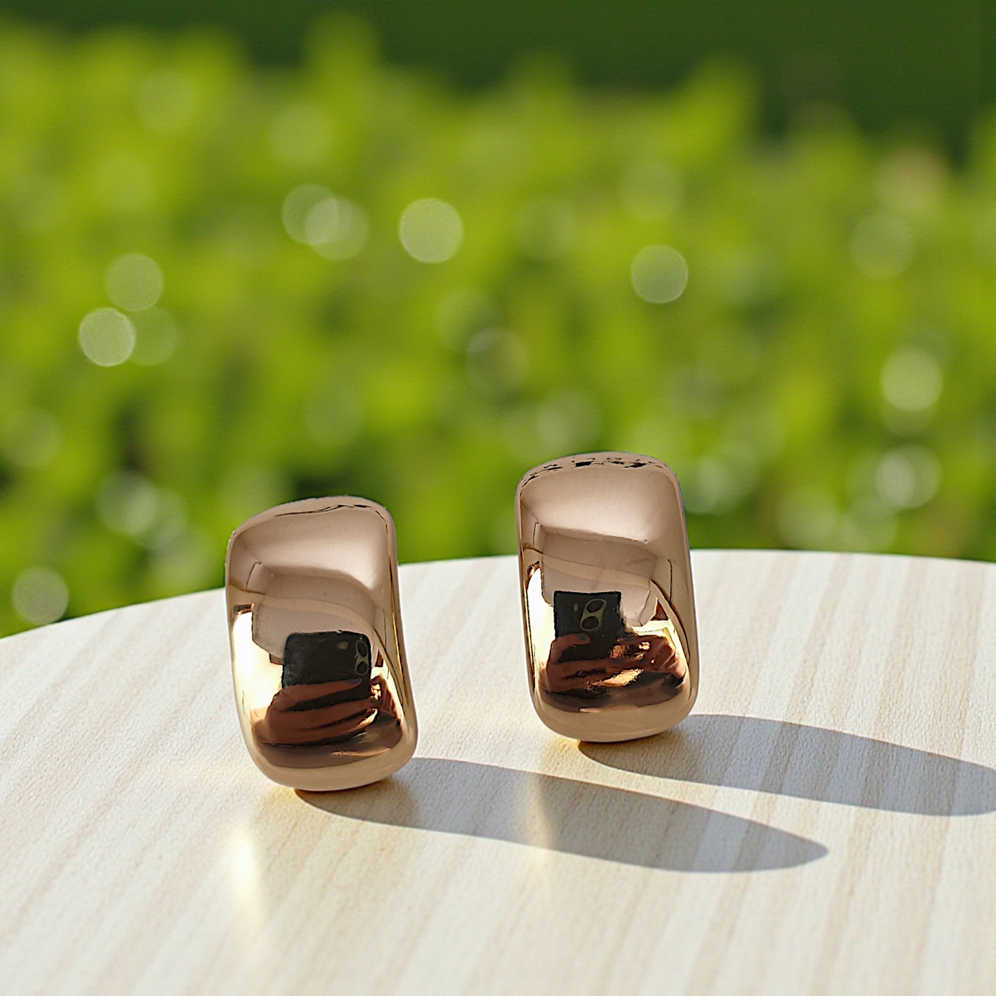 Brinco Retângulo Curvado Rosé