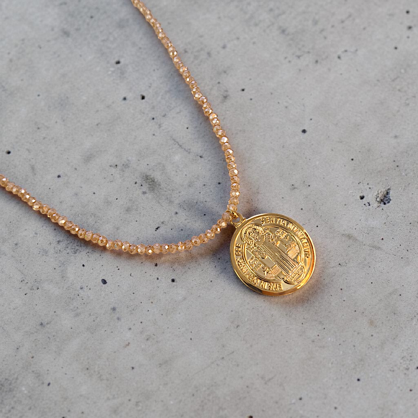 Colar Cristal Medalha São Bento