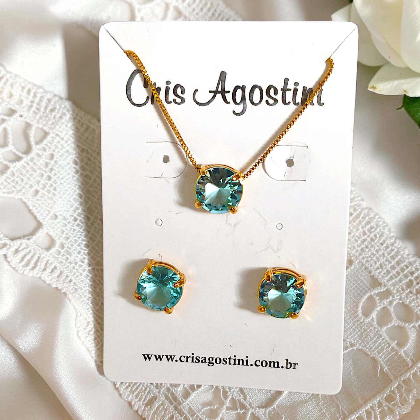 Conjunto Redondo Zircônia Lapidada