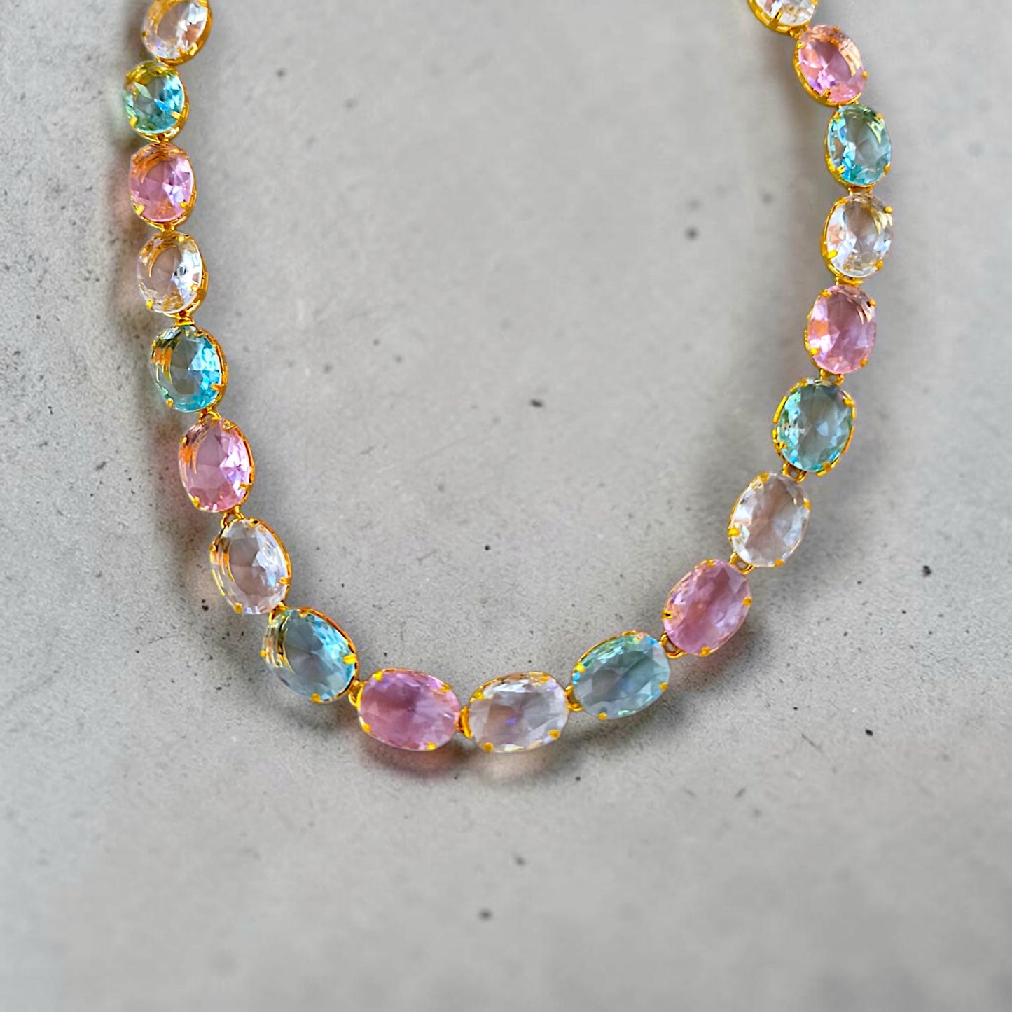 Colar Luxo Zircônias Coloridas Lapidadas