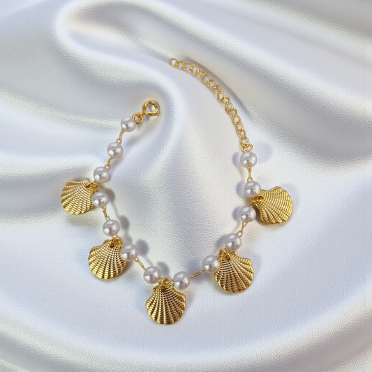 Pulseira Pérolas e Conchas
