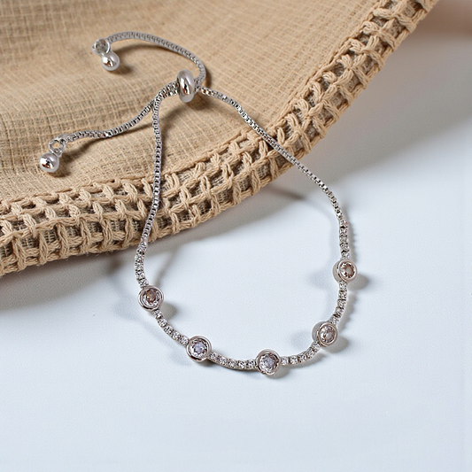 Pulseira Gravatinha Microzircônias e Zircônias Redondas