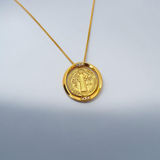 Colar São Bento Medalha Giratória 20mm