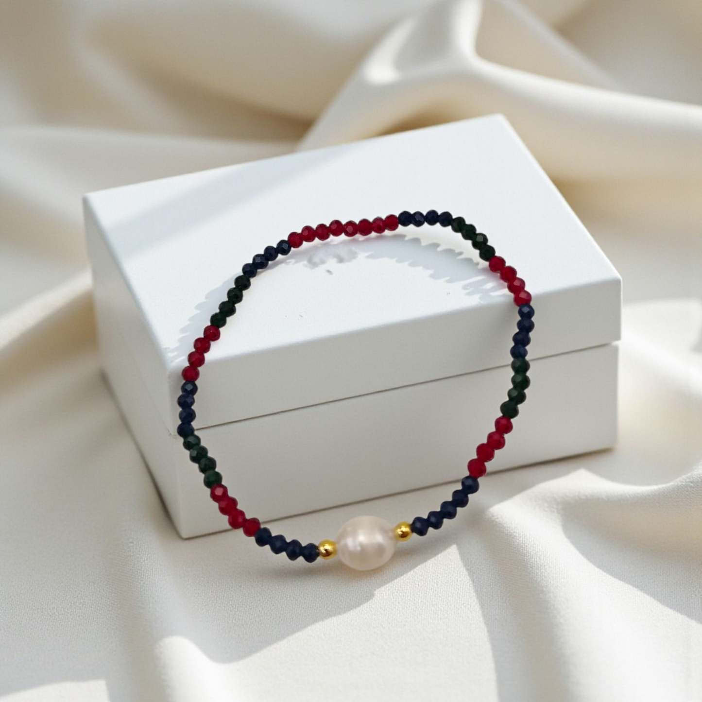 Pulseira Cristal Cores e Pérola