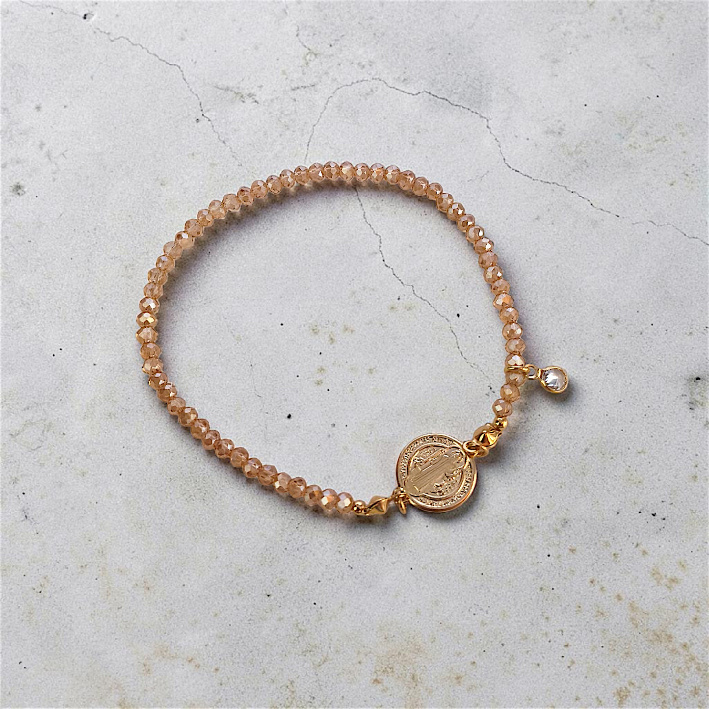 Pulseira Cristal Medalha São Bento