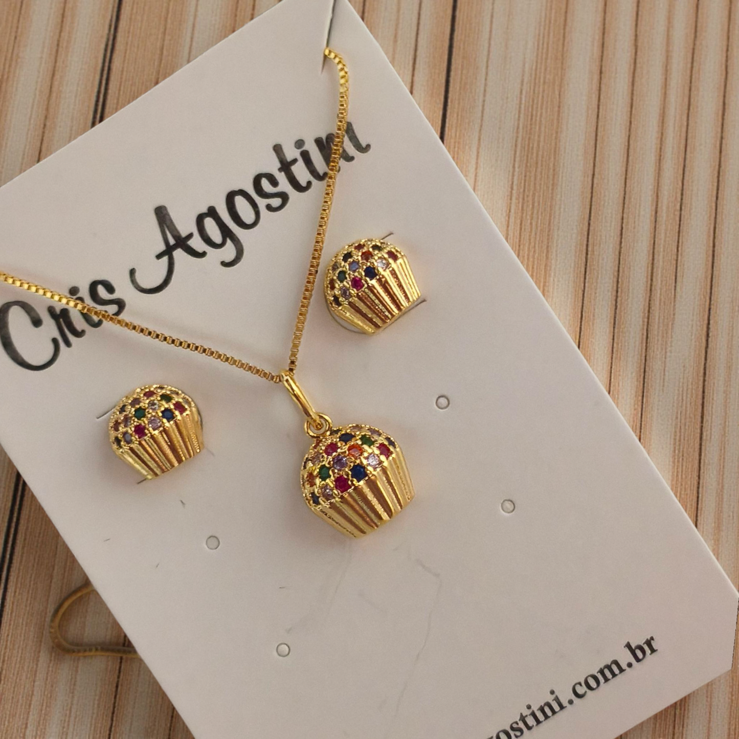 Conjunto Infantil Cupcake Microzircônias