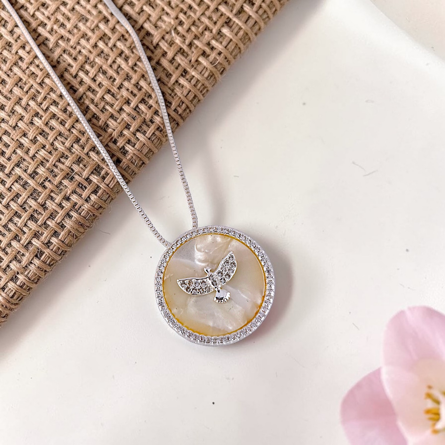 Colar Espírito Santo Madrepérola e Microzircônias Prata 925