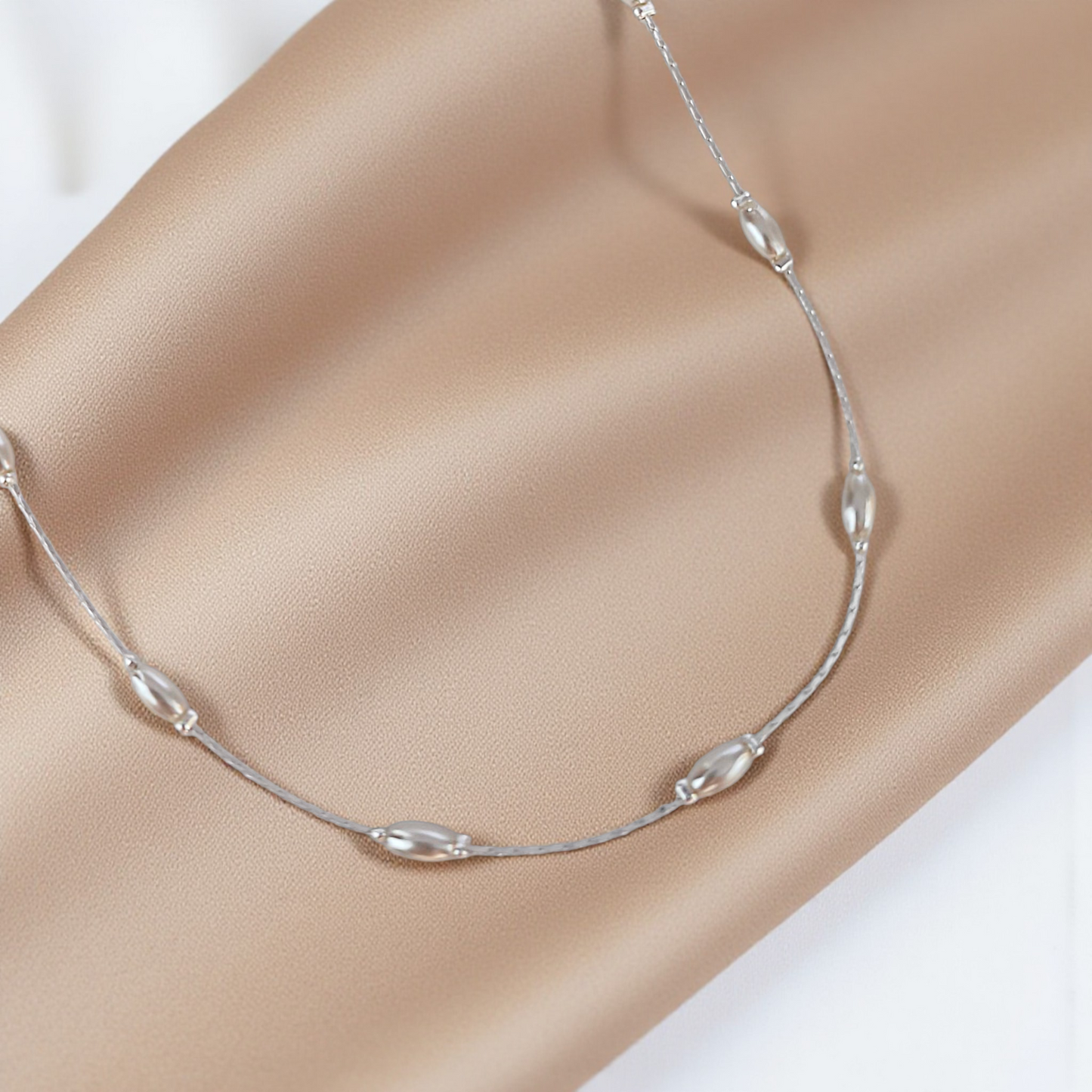 Colar Longo Pérola Arroz Prata 925