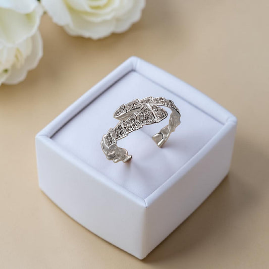 Anel Serpente Microzircônias Prata 925