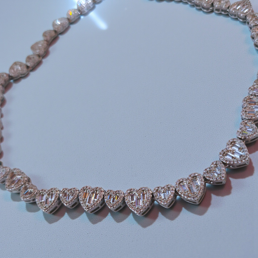 Colar Corações Zircônia Diamond Alta Joalheria