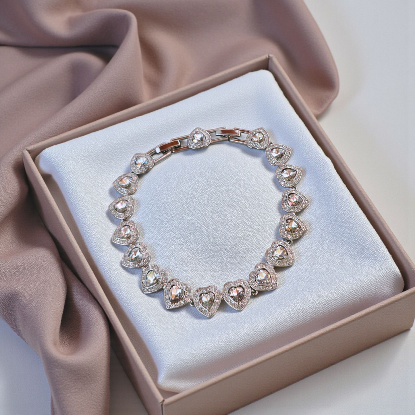 Pulseira Corações Zircônia Diamond Alta Joalheria