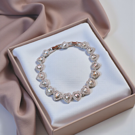 Pulseira Corações Zircônia Diamond Alta Joalheria