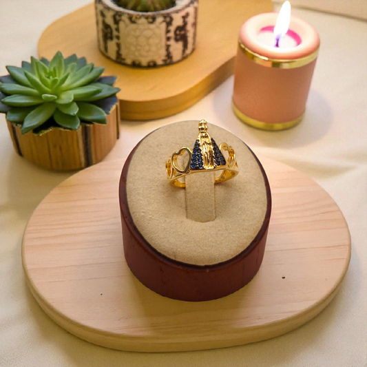 Anel N. Sra. Aparecida Corações Vazados Laterais